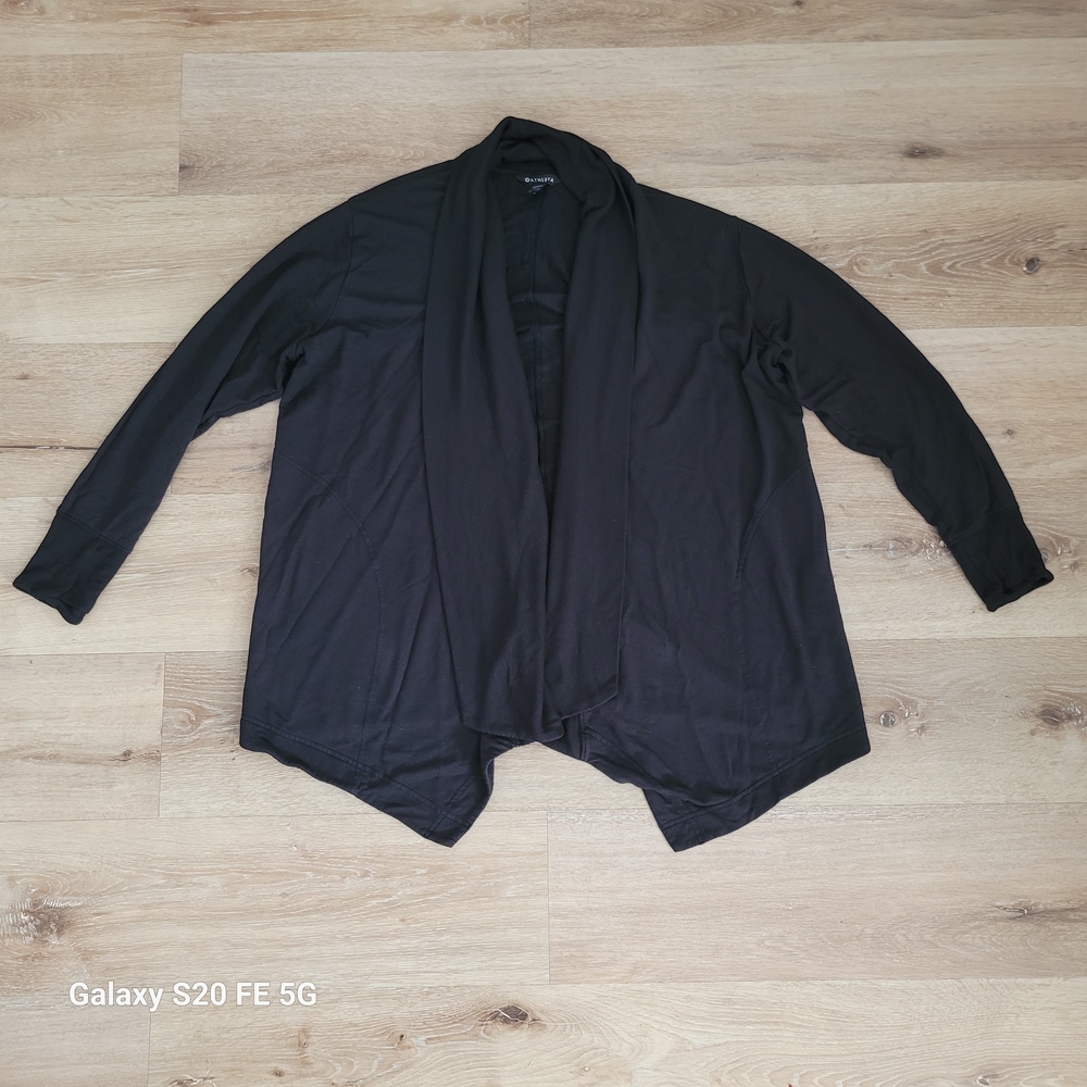 Athleta Pranayama Ultra Soft Stretch  Open Front Cardigan Sweater Black L